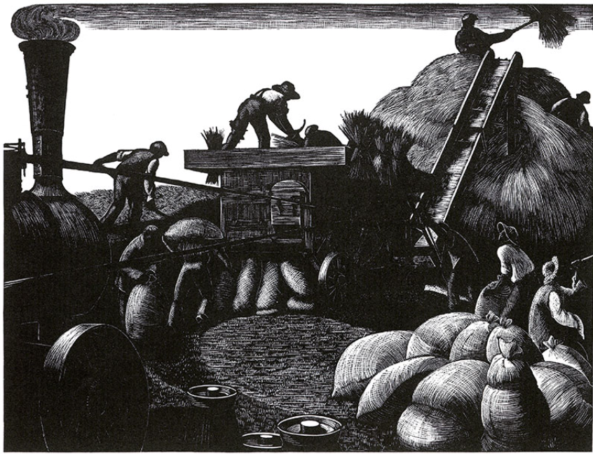March | Threshing by Clare Leighton