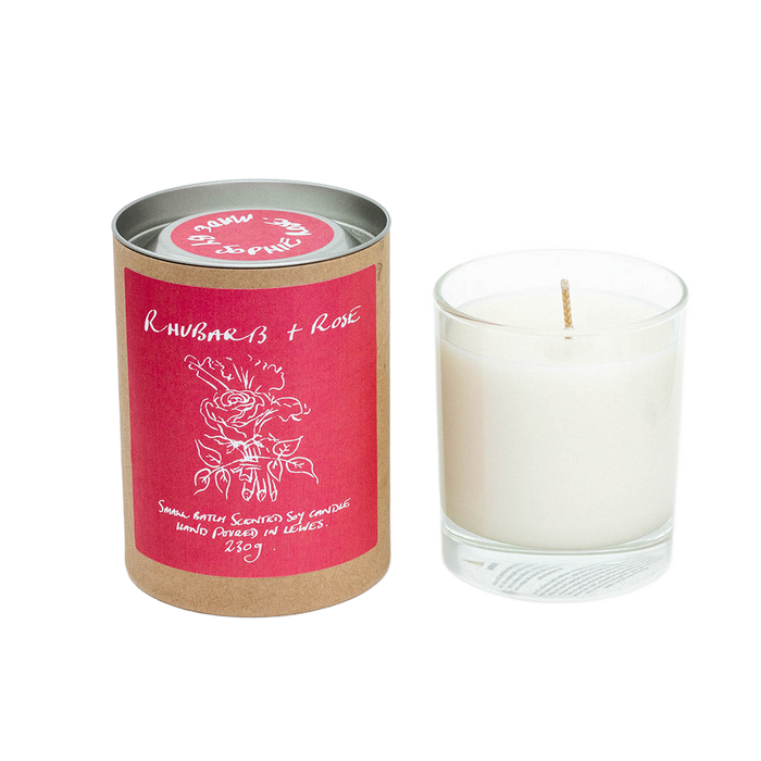 Rhubarb + Rose Scented Soy Candle