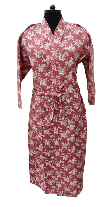 Crimson Toile Cotton Kimono Robe and Wash Bag