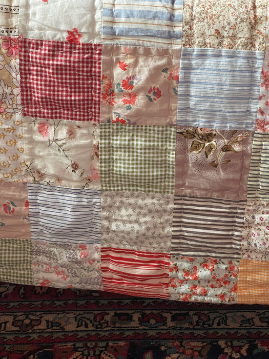 Dolly Mixture & Morning Mist Hand Stitched Patchwork Quilt