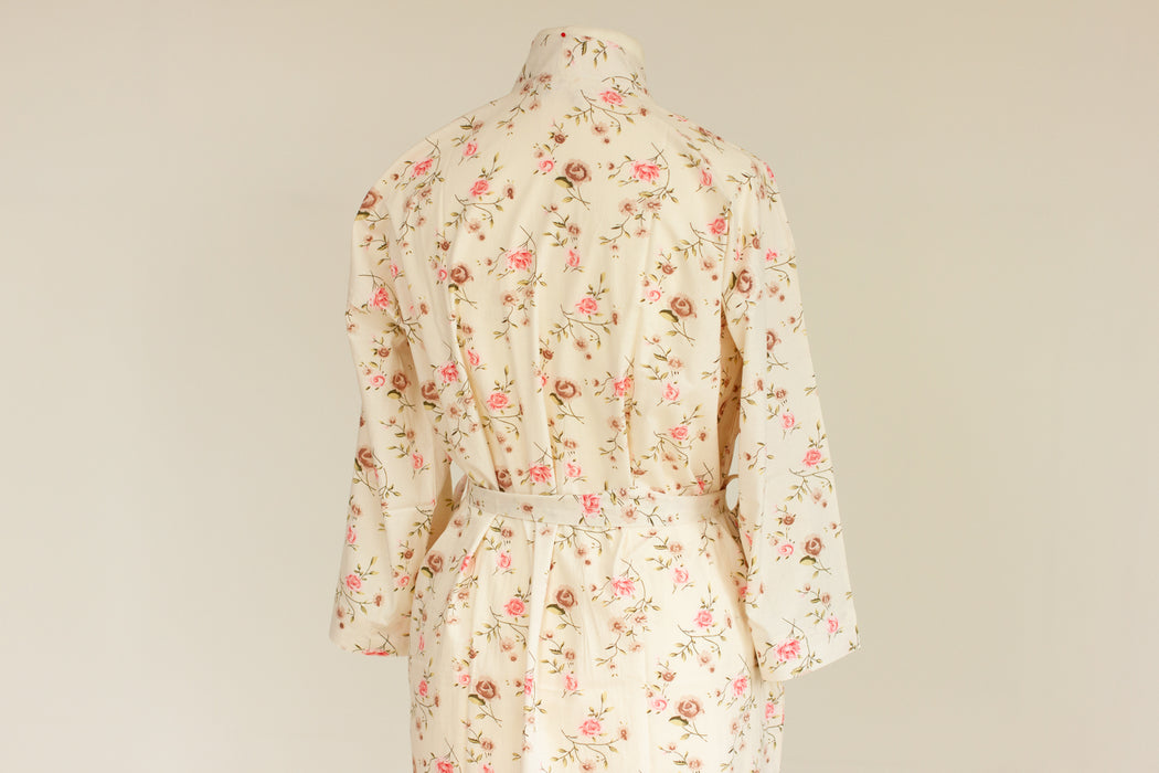 Rose Chintz Cotton Kimono Robe and Wash Bag