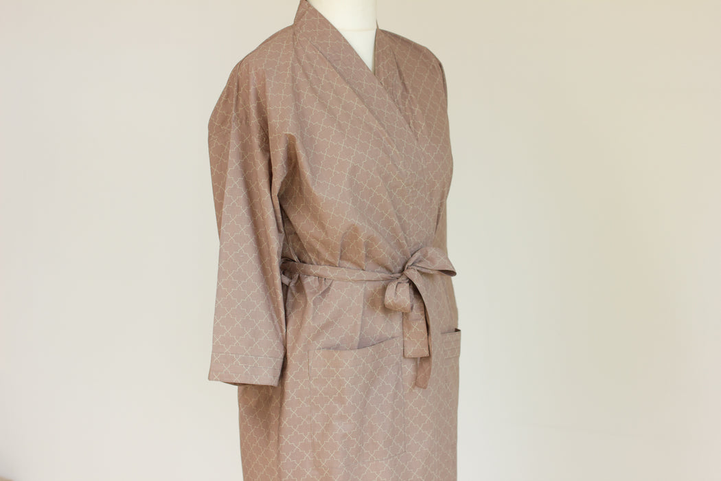 Tile Cotton Kimono Robe and Wash Bag