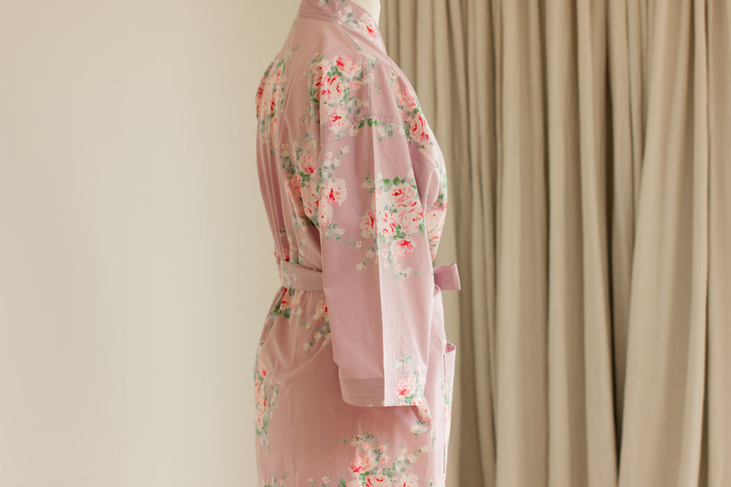 Lavender Rose Cotton Kimono Robe and Wash Bag