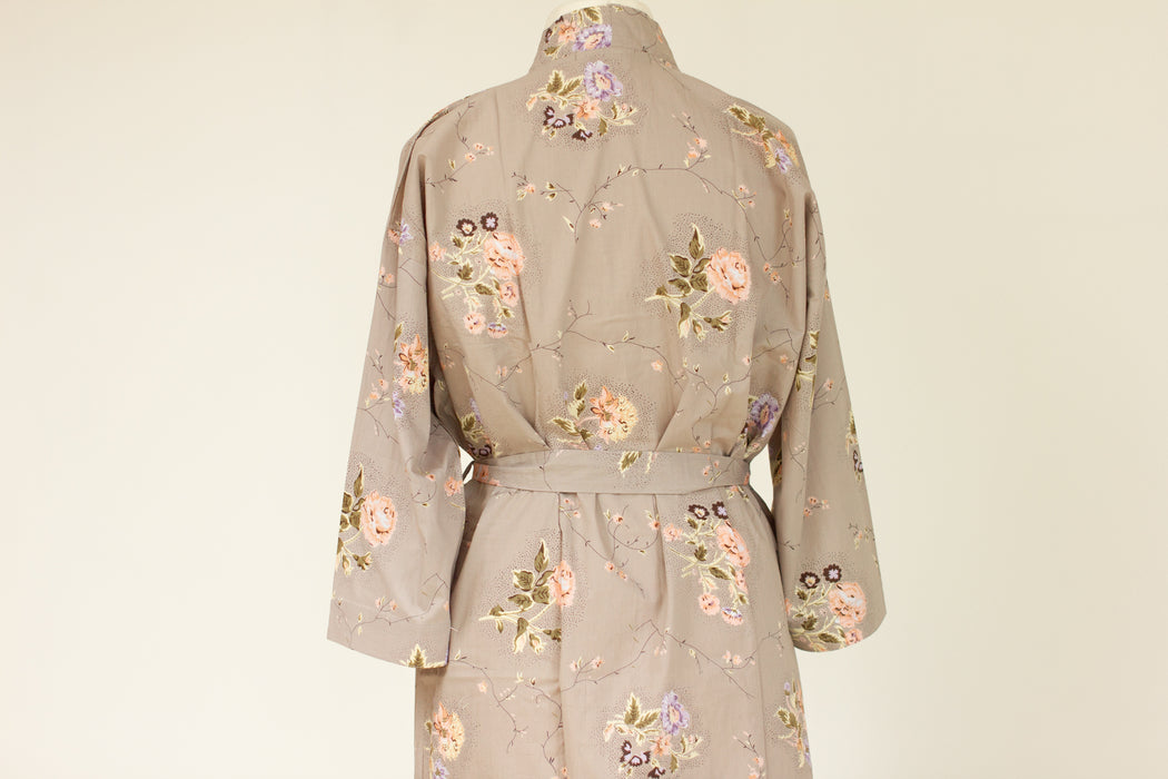 Earl Grey Cotton Kimono Robe and Wash Bag