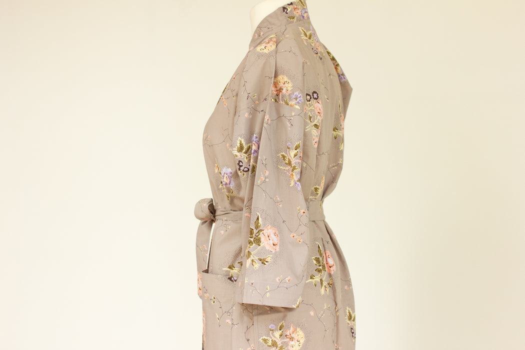 Earl Grey Cotton Kimono Robe and Wash Bag