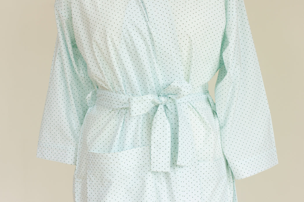 Tiny Dot Cotton Kimono Robe and Wash Bag