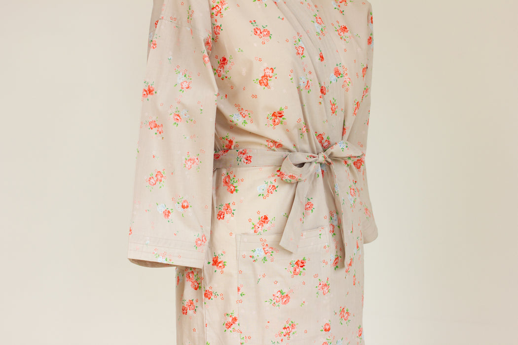 Ditsy Rose Cotton Kimono Robe and Wash Bag