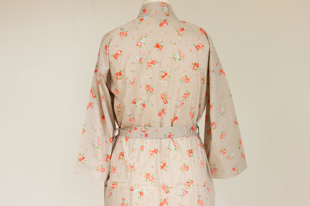 Ditsy Rose Cotton Kimono Robe and Wash Bag