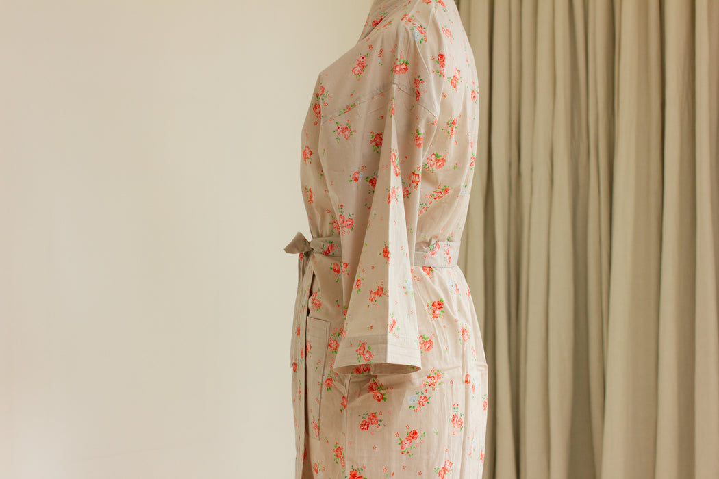 Ditsy Rose Cotton Kimono Robe and Wash Bag