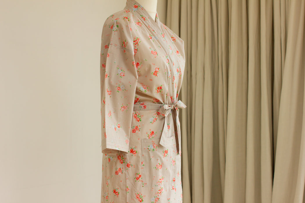 Ditsy Rose Cotton Kimono Robe and Wash Bag