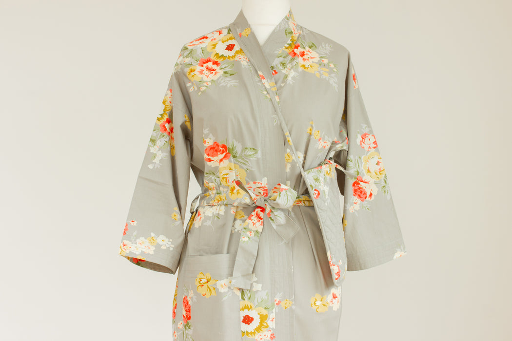 Vintage Rose Cotton Kimono Robe and Wash Bag