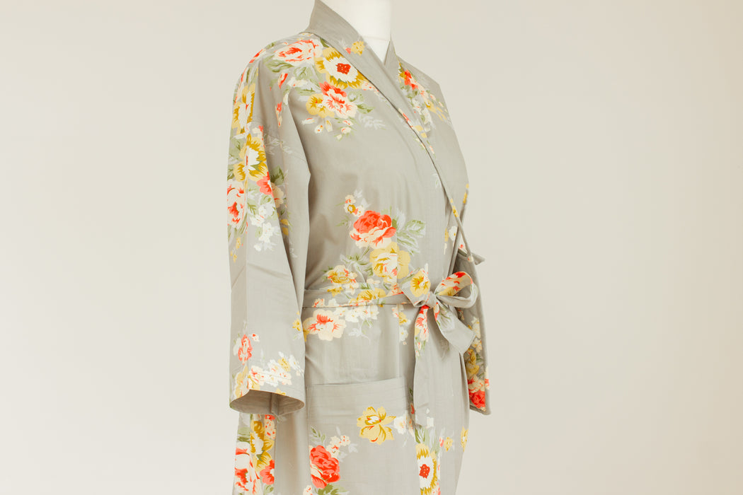 Vintage Rose Cotton Kimono Robe and Wash Bag