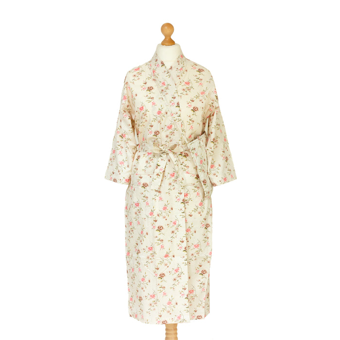 Rose Chintz Cotton Kimono Robe and Wash Bag