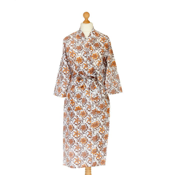 Marigold Cotton Kimono Robe and Wash Bag