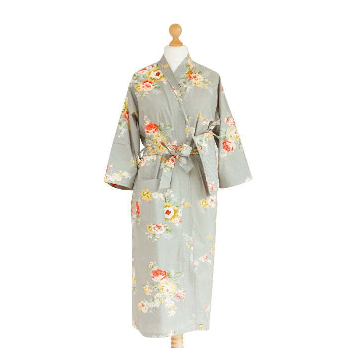 Vintage Rose Cotton Kimono Robe and Wash Bag