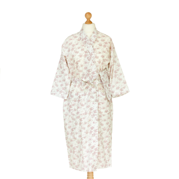 Morning Lilac Cotton Kimono Robe and Wash Bag