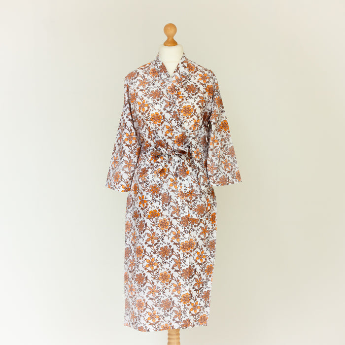 Marigold Cotton Kimono Robe and Wash Bag