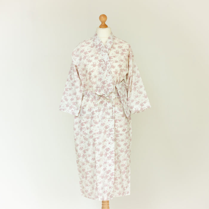 Morning Lilac Cotton Kimono Robe and Wash Bag