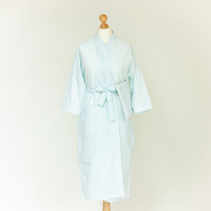 Tiny Dot Cotton Kimono Robe and Wash Bag