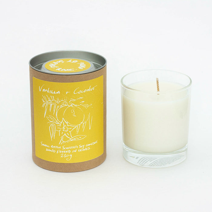 Vanilla + Coconut Scented Soy Candle