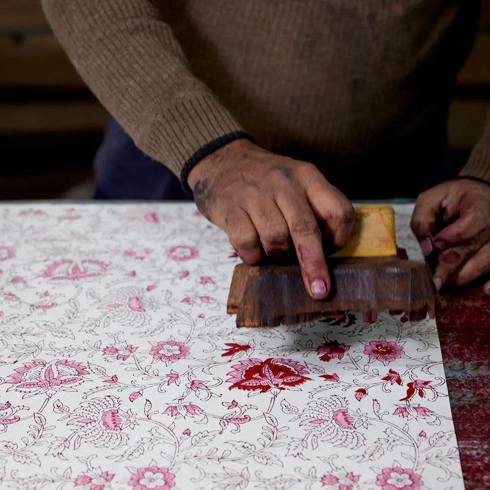 Flora Festive Hand Block Printed Wrapping Paper