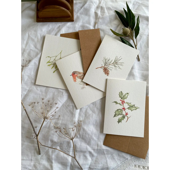 Mini Holly Botanical Illustration Christmas Greeting Card