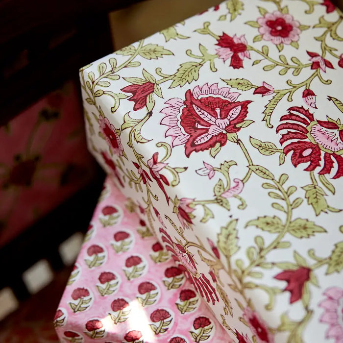 Flora Festive Hand Block Printed Wrapping Paper