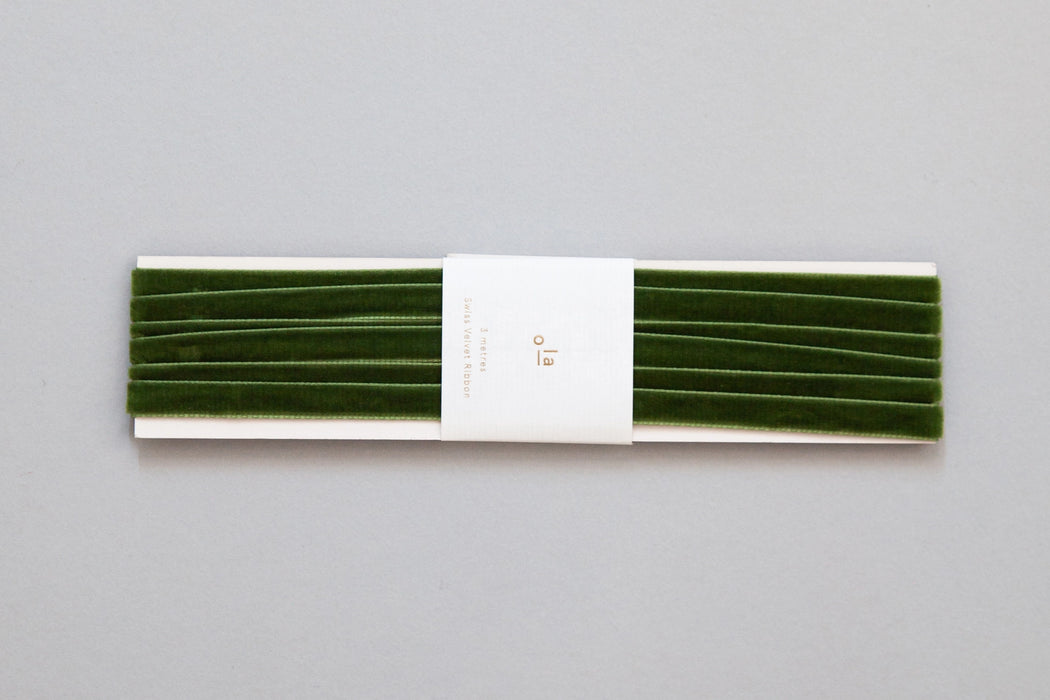 Swiss Velvet Ribbon Reel in Moss Green