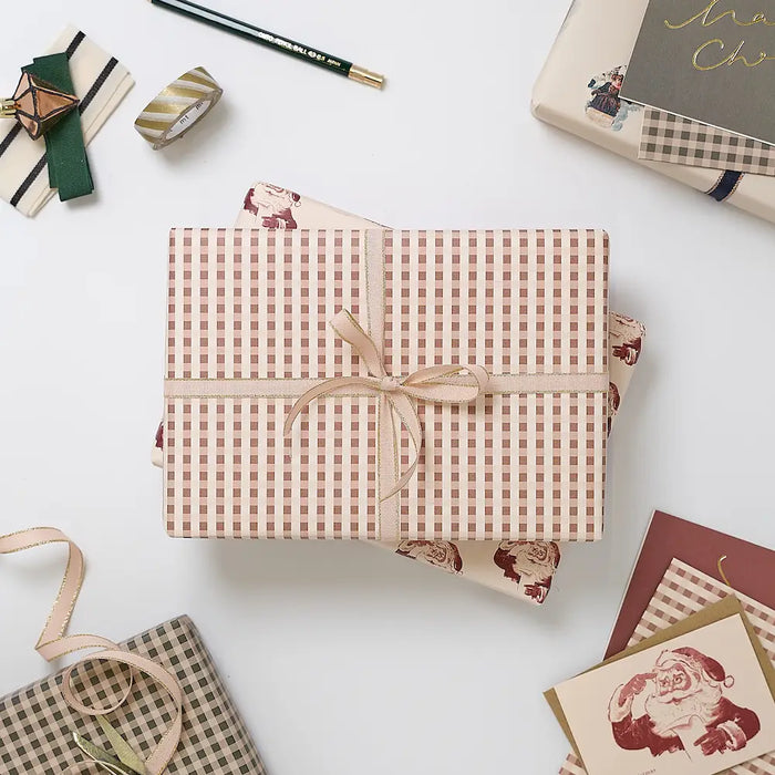 Rose Pink Gingham Wrapping Paper