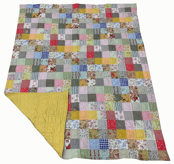 Dolly Mixture Patchwork & Sunny Spot Hand Stitched Patchwork Quilt