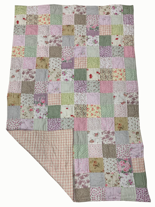 Rose Patchwork & Sugar Mouse Little Hand Stitched Patchwork Quilt