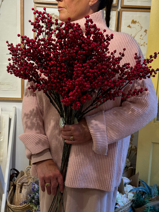 Red Winter Berry Branch 92cm