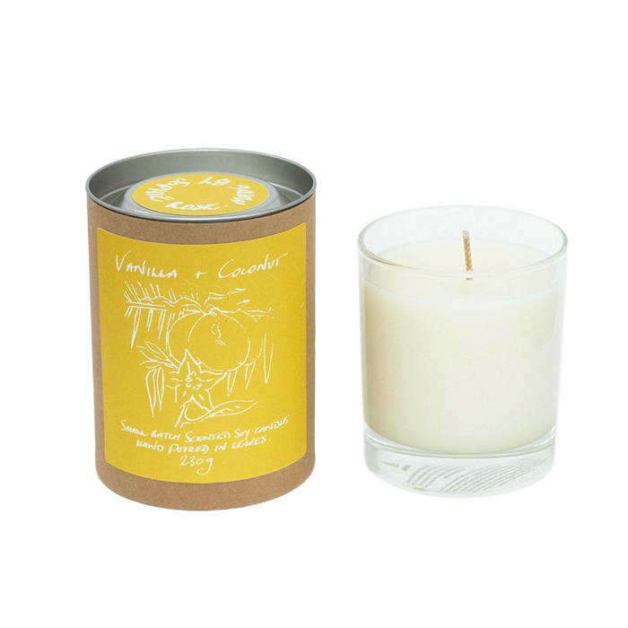 Vanilla + Coconut Scented Soy Candle