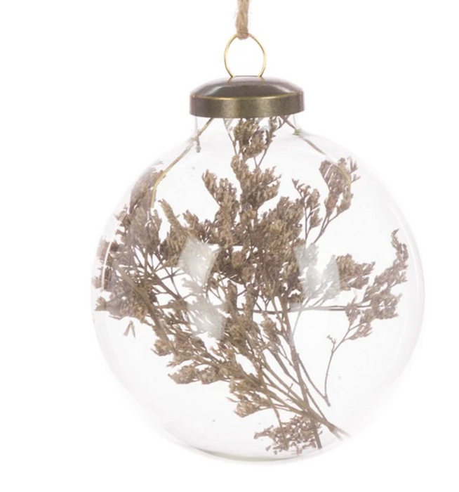 Glass Bauble with Botanical Grass 8cm