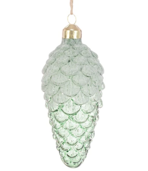 Glass Frosted Pinecone Decoration 12cm