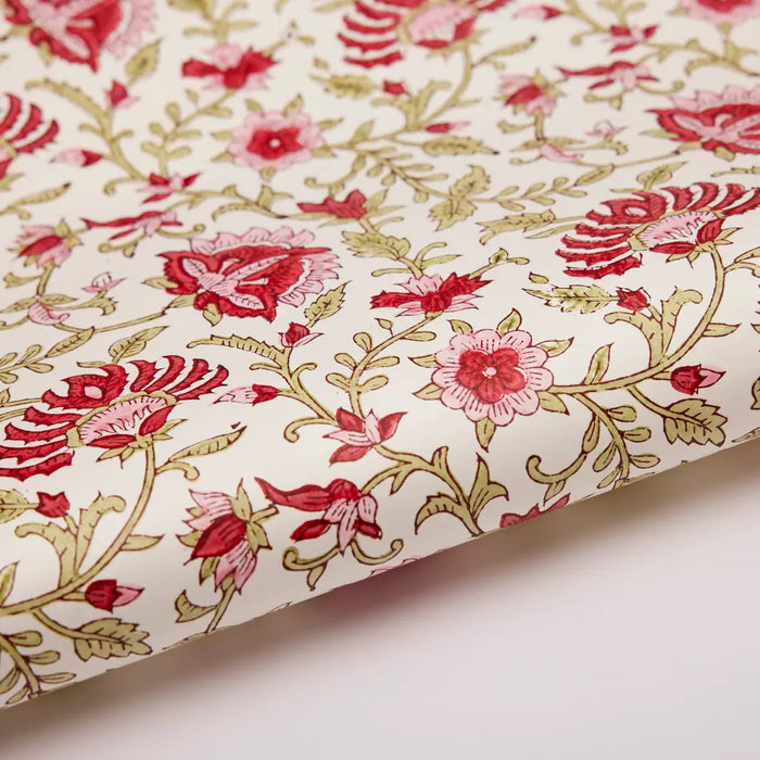 Flora Festive Hand Block Printed Wrapping Paper