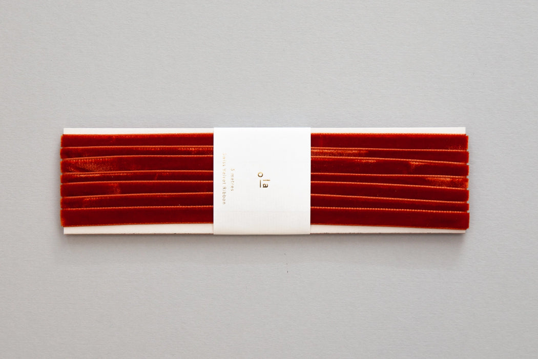 Swiss Velvet Ribbon Reel in Red Earth