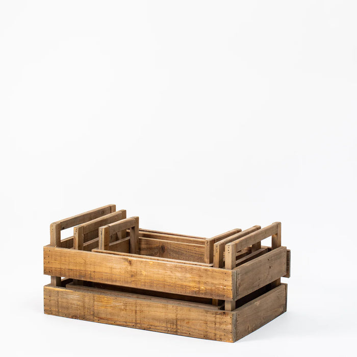 Rustic Recycled Natural Wood Handled Boxes