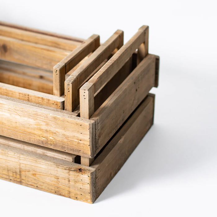 Rustic Recycled Natural Wood Handled Boxes