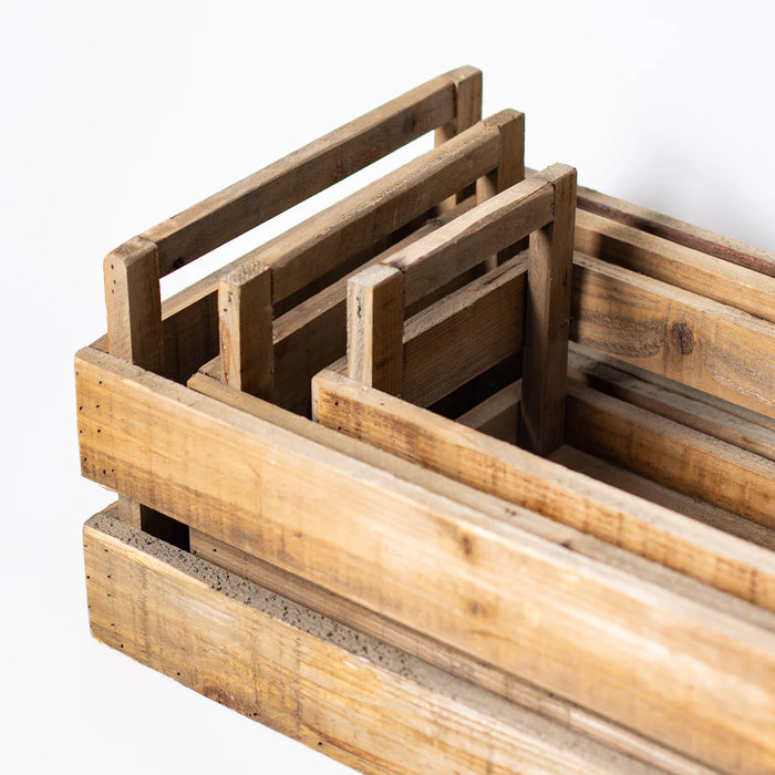 Rustic Recycled Natural Wood Handled Boxes