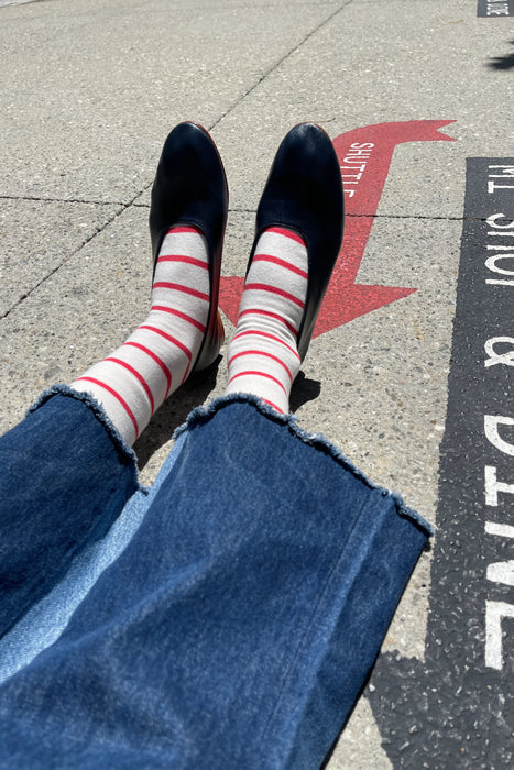 Breton Wally Socks in Red and White Stripe