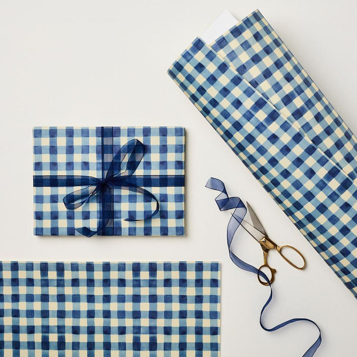 Navy Blue Gingham Wrapping Paper