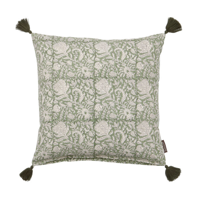 Dimapur Jade Block Printed Cotton Cushion 50 x 50 cm