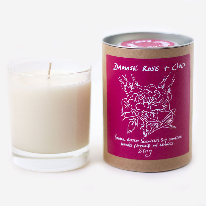 Damask Rose + Oud Scented Soy Candle