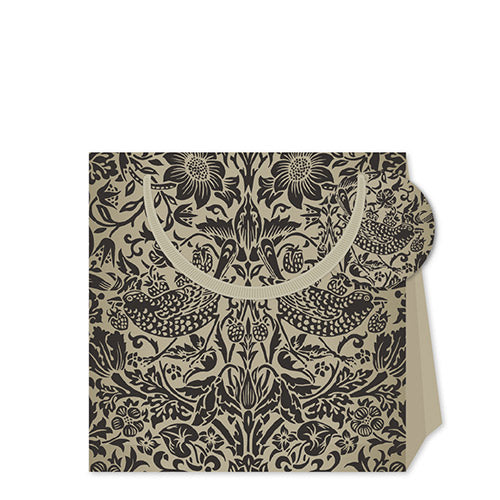 William Morris Small Gift Bag in Black Strawberry Thief