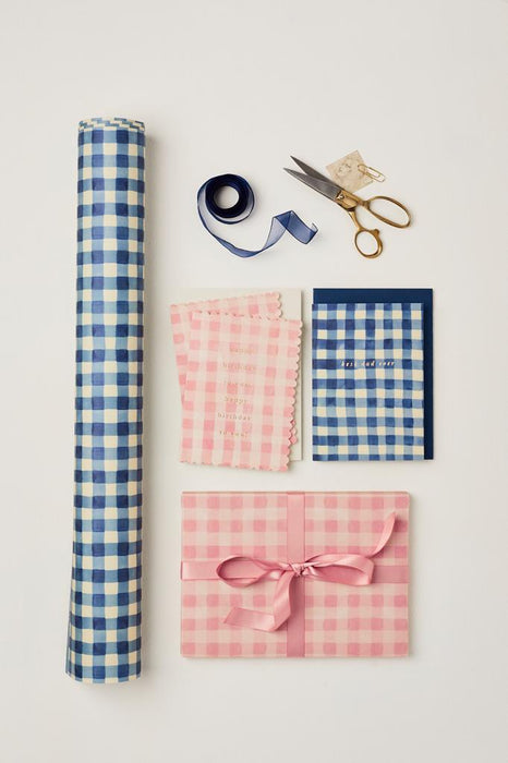 Navy Blue Gingham Wrapping Paper
