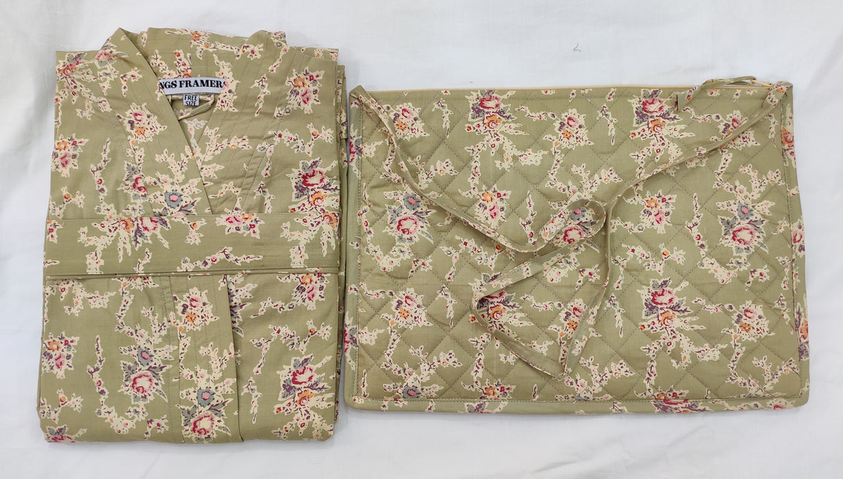 Garden Gate Cotton Kimono Robe and Wash Bag