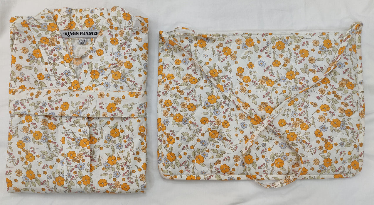 Buttercup Meadow Cotton Kimono Robe and Wash Bag