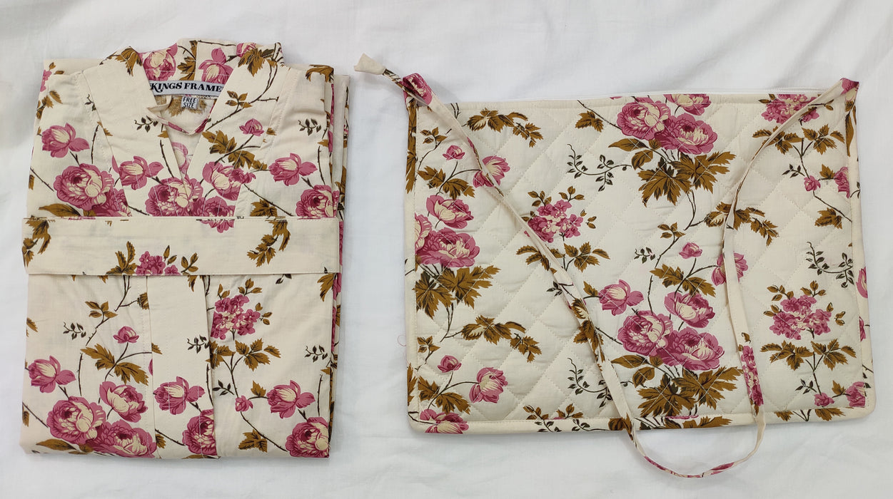 English Rose Cotton Kimono Robe and Wash Bag