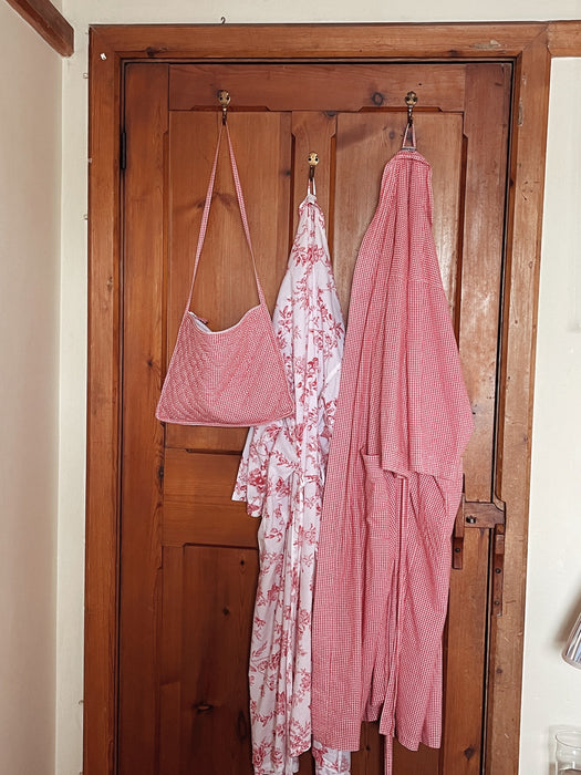 Scarlet Toile Cotton Kimono Robe and Wash Bag